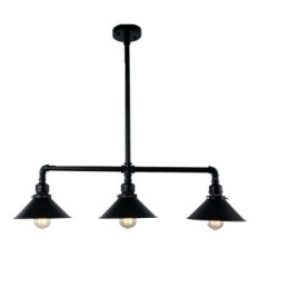 Lustre suspendu à 3 lumières en forme de pipe à eau, style industriel rétro et rustique
