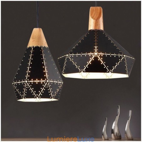Suspension industrielle rétro vintage avec abat-jour creux Suspension industrielle rétro vintage avec abat-jour creux