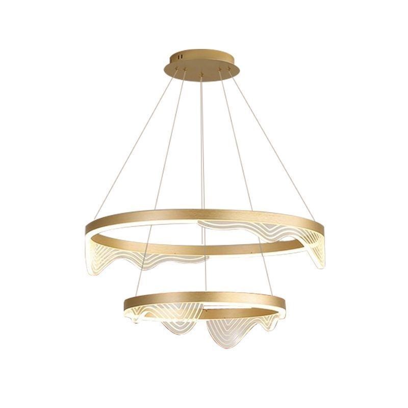 Suspension Golden Wave Ripple, plafonnier à 2 lampes