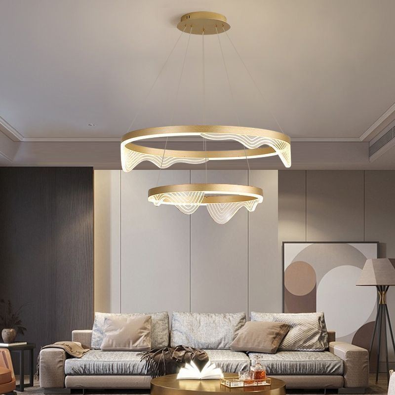 Suspension Golden Wave Ripple, plafonnier à 2 lampes