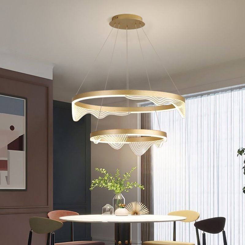 Suspension Golden Wave Ripple, plafonnier à 2 lampes