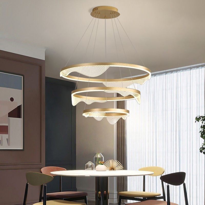 Suspension Golden Wave Ripple 3 lumières