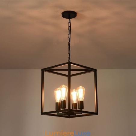 Lampe suspendue moderne et simple en forme de cage en fer Lampe suspendue moderne et simple en forme de cage en fer