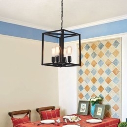 Lampe suspendue moderne et simple en forme de cage en fer