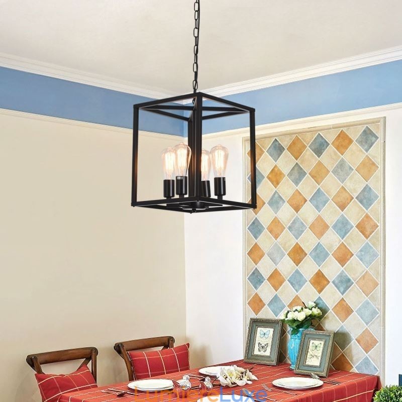 Lampe suspendue moderne et simple en forme de cage en fer