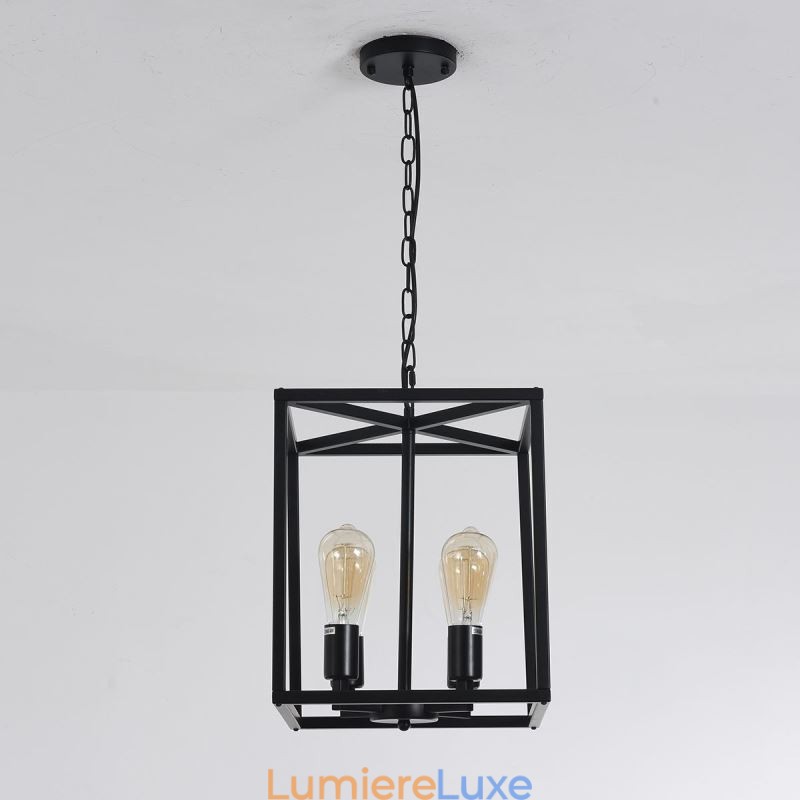 Lampe suspendue moderne et simple en forme de cage en fer