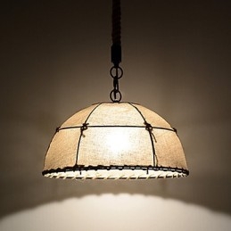 Lampes suspendues demi-rondes à 1 lumière, style vintage industriel, en tissu jaune et métal