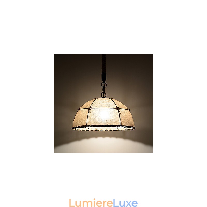 Lampes suspendues demi-rondes à 1 lumière, style vintage industriel, en tissu jaune et métal