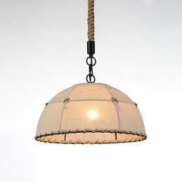 Lampes suspendues demi-rondes à 1 lumière, style vintage industriel, en tissu jaune et métal