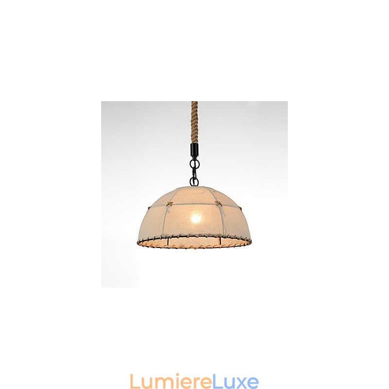 Lampes suspendues demi-rondes à 1 lumière, style vintage industriel, en tissu jaune et métal