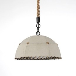 Lampes suspendues demi-rondes à 1 lumière, style vintage industriel, en tissu jaune et métal