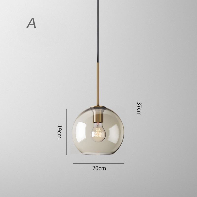 Suspension en verre minimaliste couleur cognac, luminaire décoratif en verre