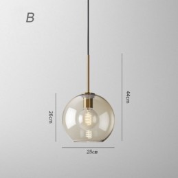 Suspension en verre minimaliste couleur cognac, luminaire décoratif en verre