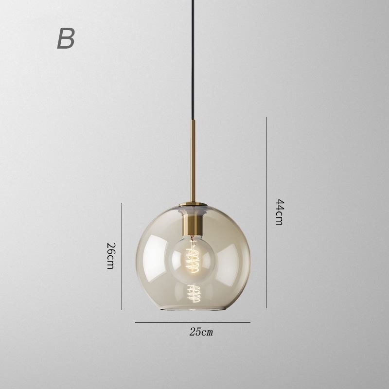 Suspension en verre minimaliste couleur cognac, luminaire décoratif en verre