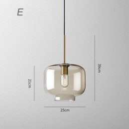 Suspension en verre minimaliste couleur cognac, luminaire décoratif en verre