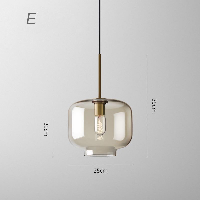 Suspension en verre minimaliste couleur cognac, luminaire décoratif en verre