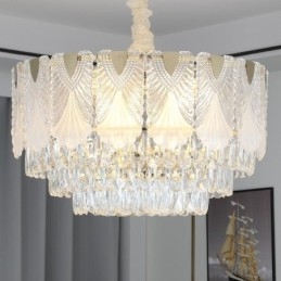 Suspension en cristal, luminaire de plafond rond en dentelle