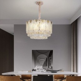 Suspension en cristal, luminaire de plafond rond en dentelle