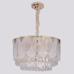 Suspension en cristal, luminaire de plafond rond en dentelle