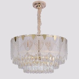Suspension en cristal, luminaire de plafond rond en dentelle