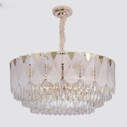 Suspension en cristal, luminaire de plafond rond en dentelle