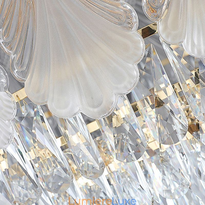 Suspension en cristal, luminaire de plafond rond en dentelle