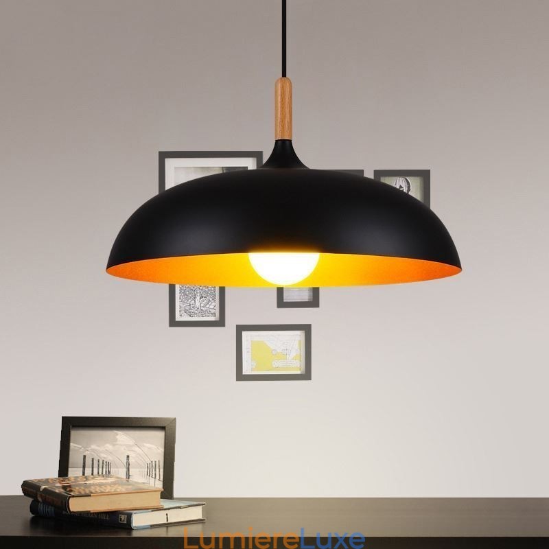 Suspension moderne et minimaliste, luminaire décoratif noir et blanc