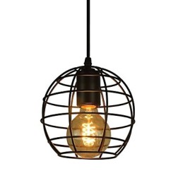 Lustre vintage de style européen en forme de globe pour suspension noire