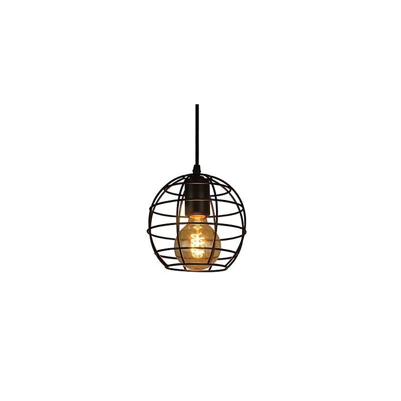 Lustre vintage de style européen en forme de globe pour suspension noire
