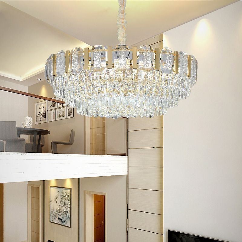Plafonnier rond suspendu en cristal