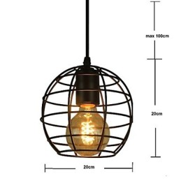 Lustre vintage de style européen en forme de globe pour suspension noire