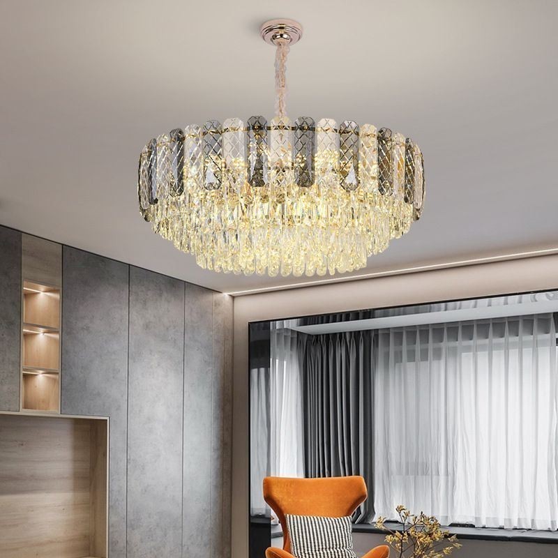 Plafonnier rond en cristal à suspension européenne