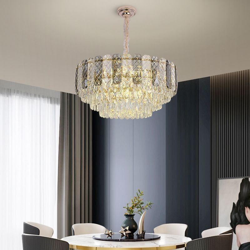 Plafonnier rond en cristal à suspension européenne
