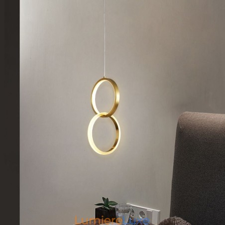 Suspension avec anneaux en laiton, luminaire décoratif Suspension avec anneaux en laiton, luminaire décoratif