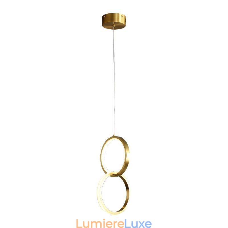 Suspension avec anneaux en laiton, luminaire décoratif
