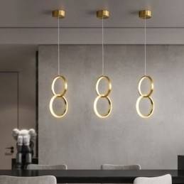 Suspension avec anneaux en laiton, luminaire décoratif