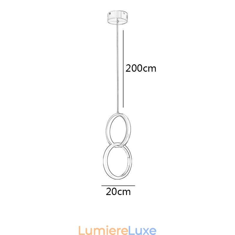 Suspension avec anneaux en laiton, luminaire décoratif
