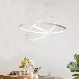 Suspension moderne en aluminium noir à 3 anneaux