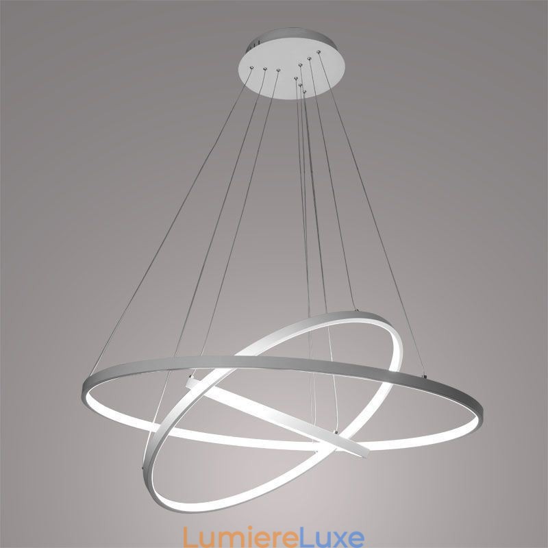 Suspension moderne en aluminium noir à 3 anneaux