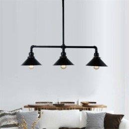 Lustre suspendu à 3 lumières en forme de pipe à eau, style industriel rétro et rustique