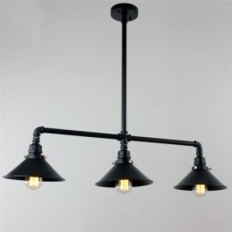 Lustre suspendu à 3 lumières en forme de pipe à eau, style industriel rétro et rustique