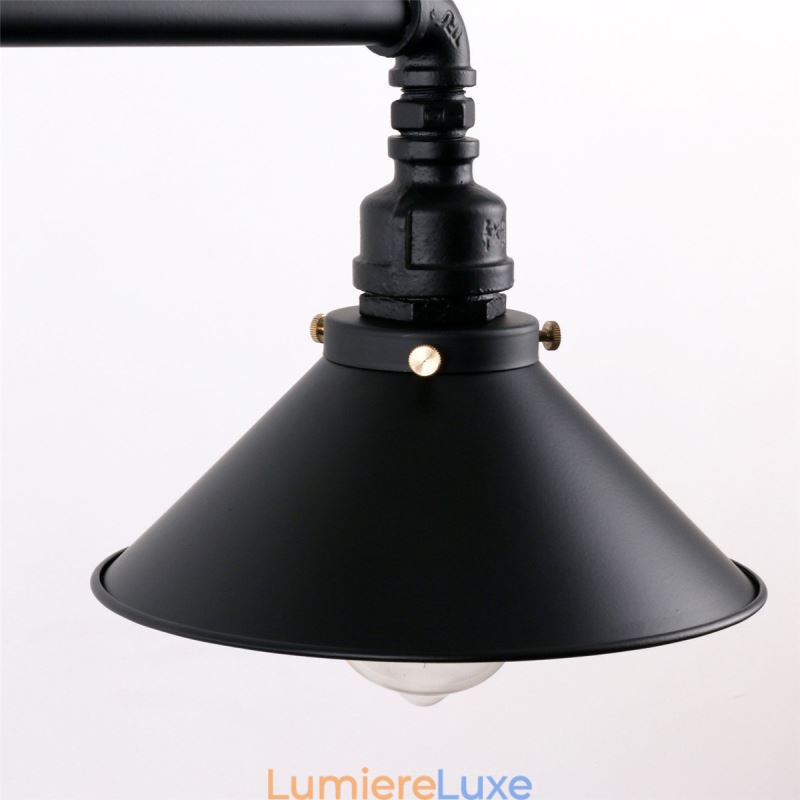 Lustre suspendu à 3 lumières en forme de pipe à eau, style industriel rétro et rustique