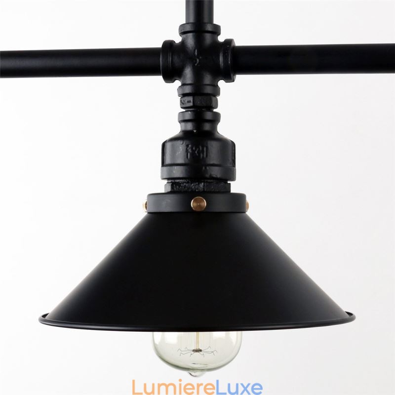 Lustre suspendu à 3 lumières en forme de pipe à eau, style industriel rétro et rustique
