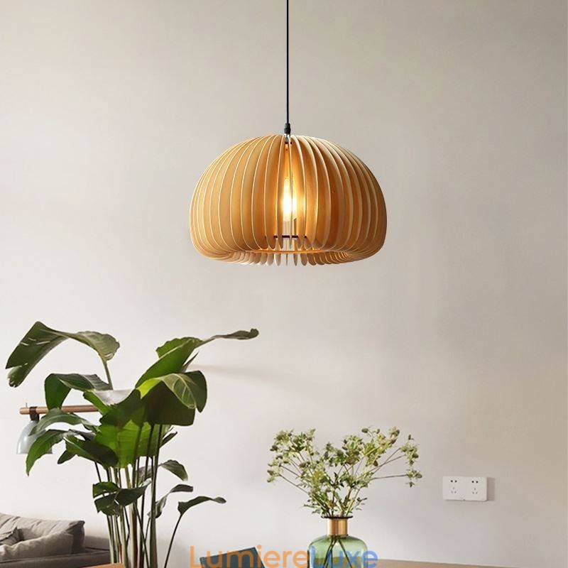 Lampe suspendue de style rétro en tilleul et citrouille