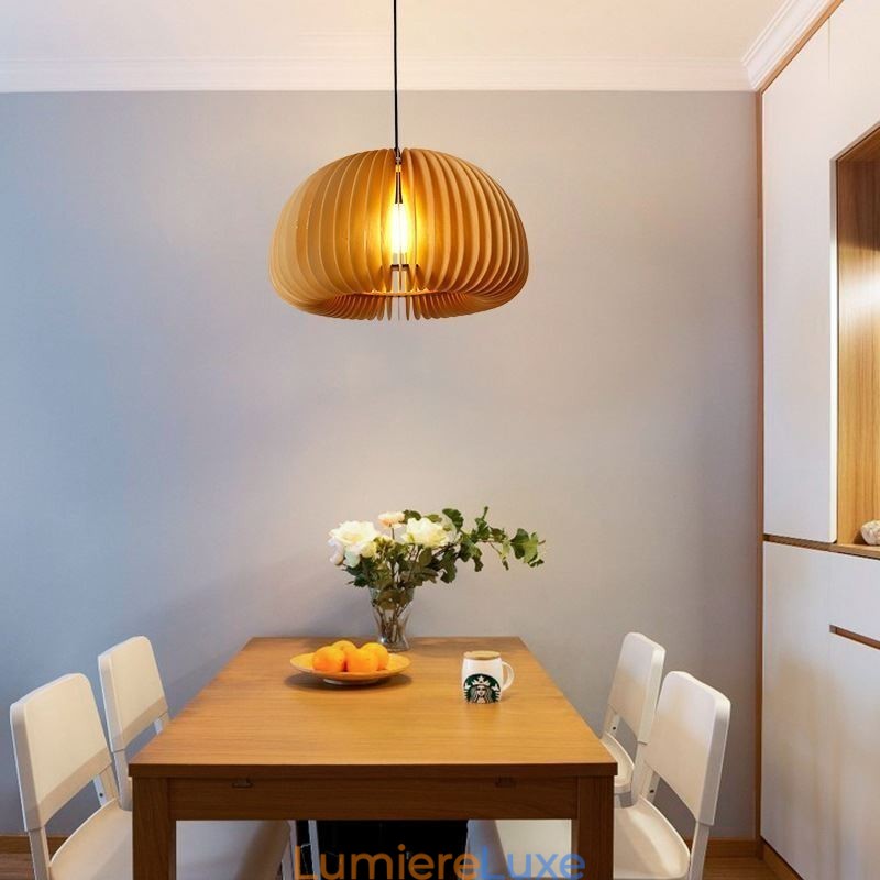 Lampe suspendue de style rétro en tilleul et citrouille