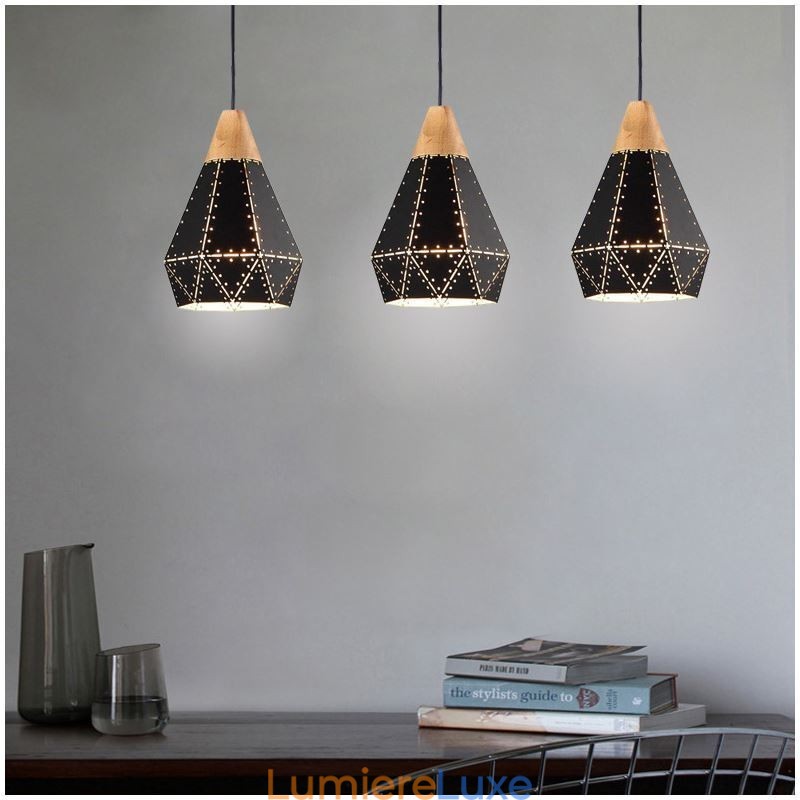 Suspension industrielle rétro vintage avec abat-jour creux