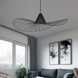 Suspension en fer, lampe simple en forme de chapeau de paille, 1 lumière