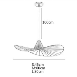 Suspension en fer, lampe simple en forme de chapeau de paille, 1 lumière