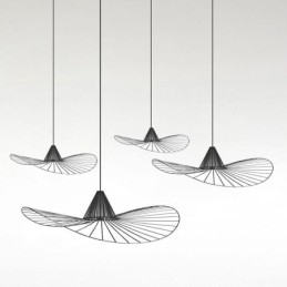 Suspension en fer, lampe simple en forme de chapeau de paille, 1 lumière