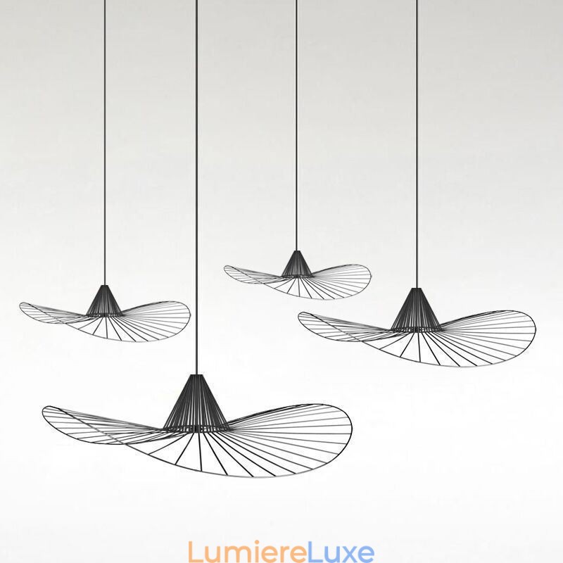 Suspension en fer, lampe simple en forme de chapeau de paille, 1 lumière
